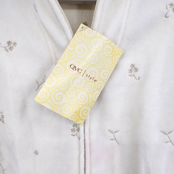 Vintage Denim & Co Womens M Ivory Fleece Zip Jacket Embroidered QVC New - Picture 4 of 7